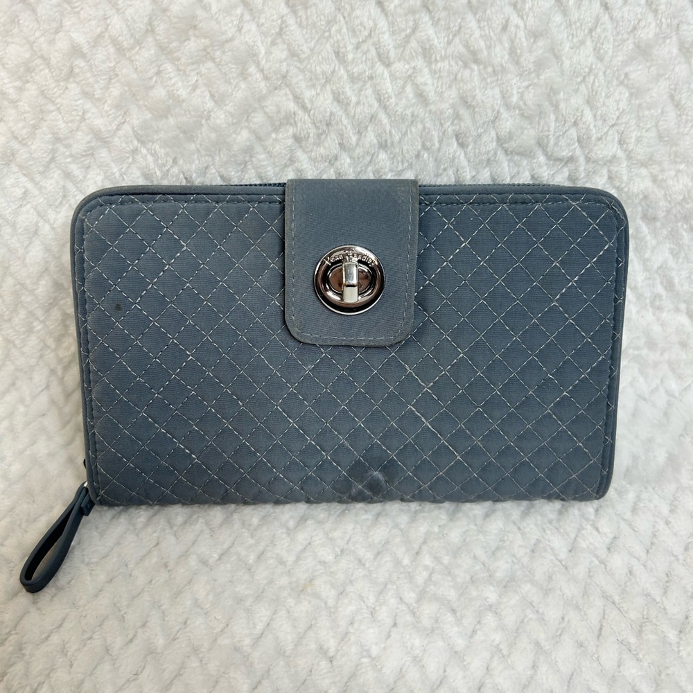VERA BRALDEY RFID Turnlock zip around Wallet Charcoal Mini Quilted 24156-541